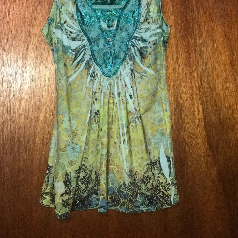 Cato Grunge Boho Embellished Flowy Tank Top